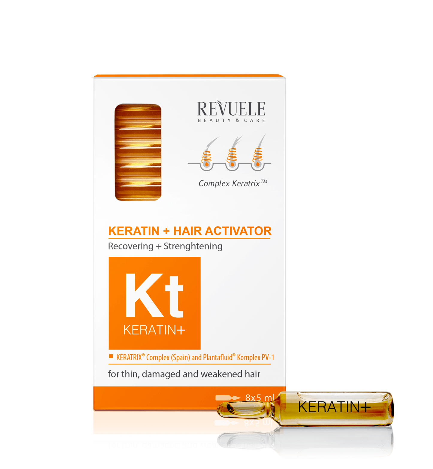 REVUELE KERATIN+ Ampoules Hair Restoration Activator Ampoules-8*5ml