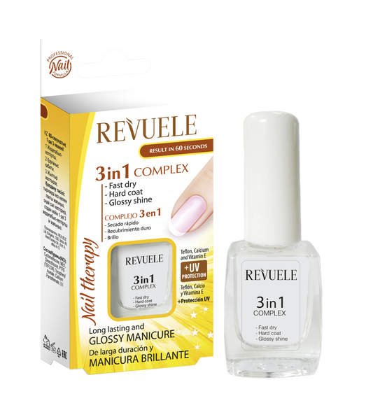 Revuele Nail Therapy 3-in-1 Complex – Fast Dry, Hard Coat & Glossy Shine